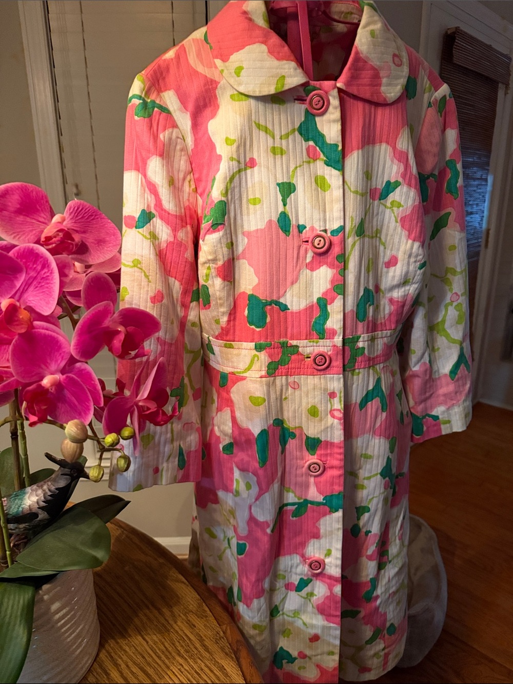 Lilly Pulitzer Pink Floral Button-Front Coat - Picture 8 of 8